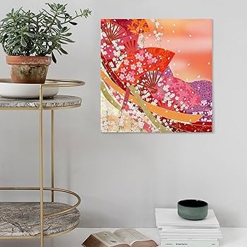 Amazon.co.jp: 壁アート 和風 和柄 春 桜散る 木枠付き 装飾画